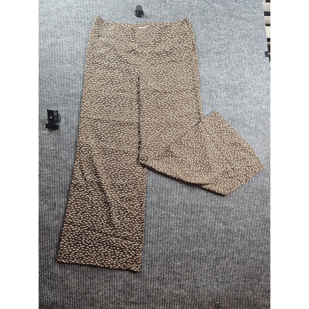 Ann Taylor LOFT Women’s Brown Beige Printed Dress Pants Wide Leg Career Size 12